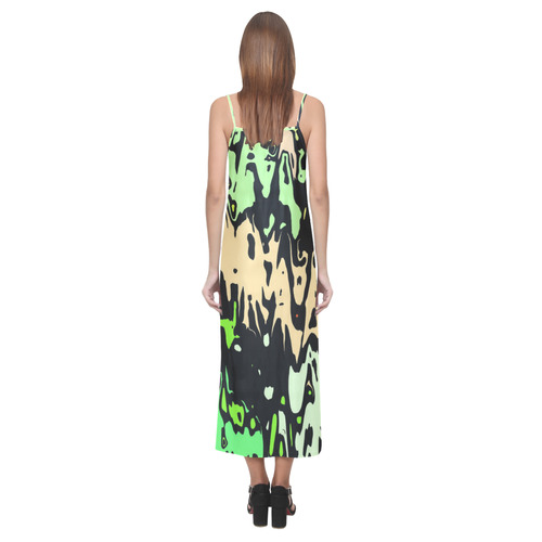 modern abstract 46C by JamColors V-Neck Open Fork Long Dress(Model D18)