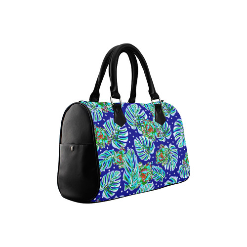 Monstera Leaves Christmas Dreams Floral Boston Handbag (Model 1621)