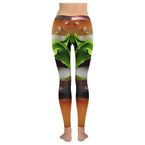 burger Women's Low Rise Leggings (Invisible Stitch) (Model L05)