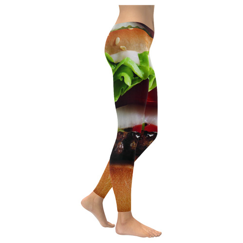 burger Women's Low Rise Leggings (Invisible Stitch) (Model L05)