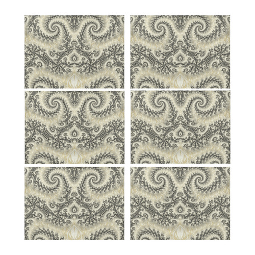 Frax Fractal Beige Black Placemat 14’’ x 19’’ (Set of 6)