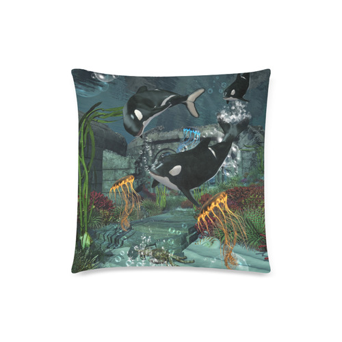 Amazing orcas Custom Zippered Pillow Case 18"x18"(Twin Sides)