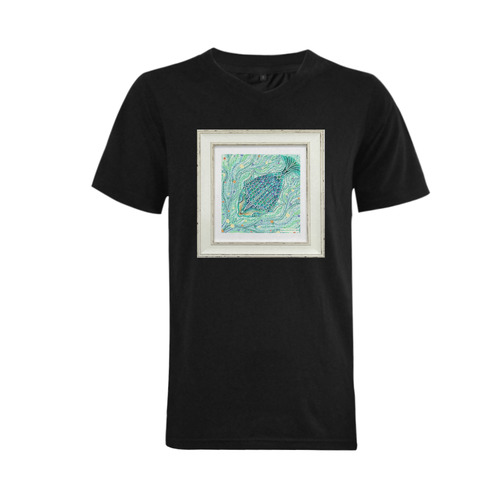 artistic green fish 2 Men's V-Neck T-shirt (USA Size) (Model T10)