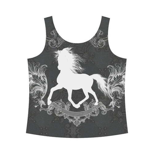 Horse, black and white All Over Print Tank Top for Women (Model T43)
