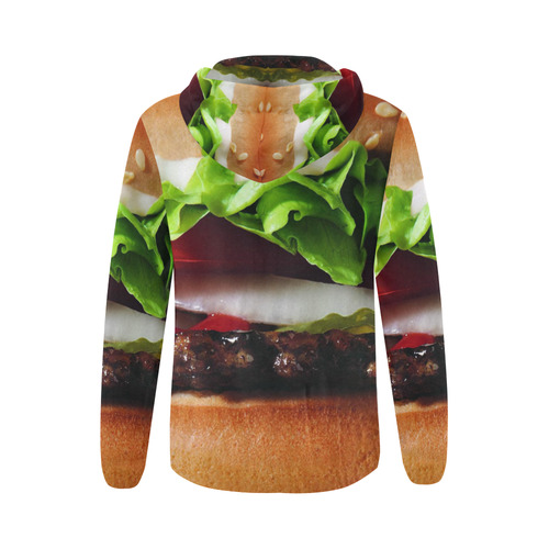 burger All Over Print Full Zip Hoodie for Women (Model H14)