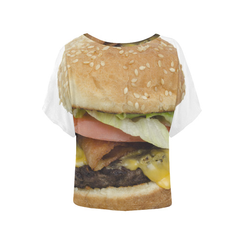 BIG BURGER 6 Women's Batwing-Sleeved Blouse T shirt (Model T44)