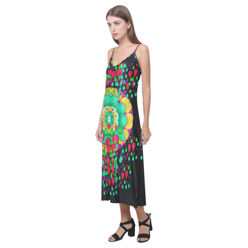 Rain meets sun in soul and mind V-Neck Open Fork Long Dress(Model D18)