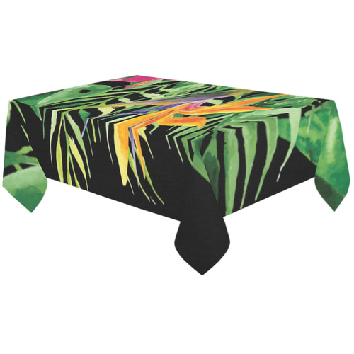 Tropical Watercolor Floral Landscape Cotton Linen Tablecloth 60"x120"