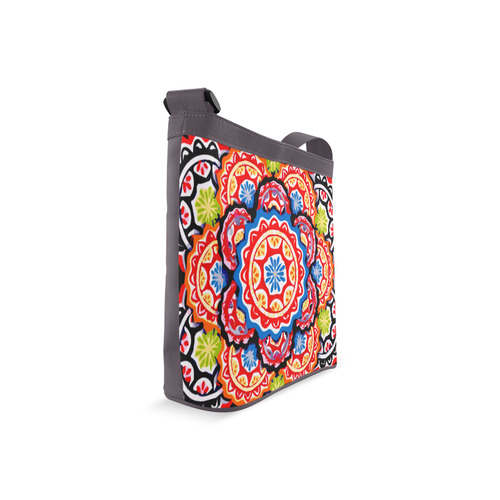Red Blue Yellow Abstract Floral Mandala Crossbody Bags (Model 1613)