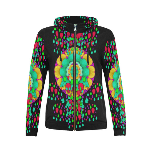 Rain meets sun in soul and mind All Over Print Full Zip Hoodie for Women (Model H14)