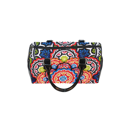 Red Blue Yellow Abstract Floral Mandala Boston Handbag (Model 1621)