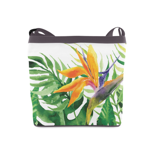 Tropical Floral Landscape Watercolor Crossbody Bags (Model 1613)