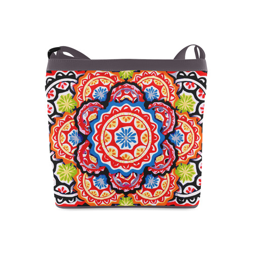 Red Blue Yellow Abstract Floral Mandala Crossbody Bags (Model 1613)