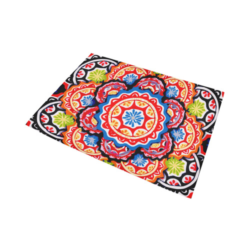 Red Blue Yellow Abstract Floral Mandala Area Rug7'x5'