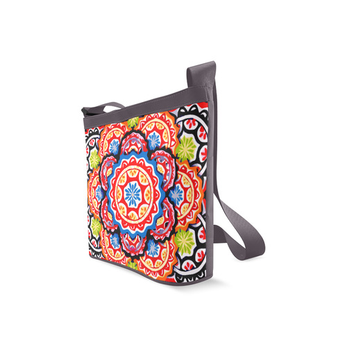 Red Blue Yellow Abstract Floral Mandala Crossbody Bags (Model 1613)