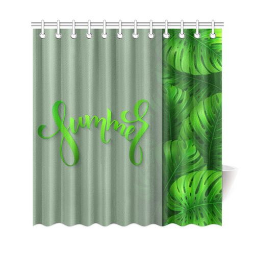 Summer Tropical Monstera Leaves Shower Curtain 69"x72"