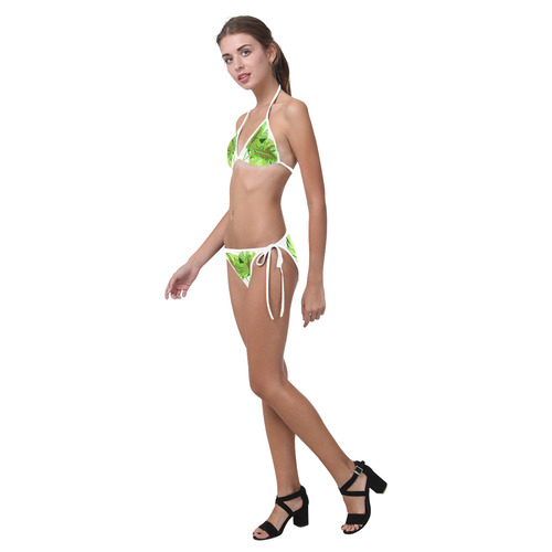 Tropical Geometric Monstera Leaves Custom Bikini Swimsuit (Model S01)