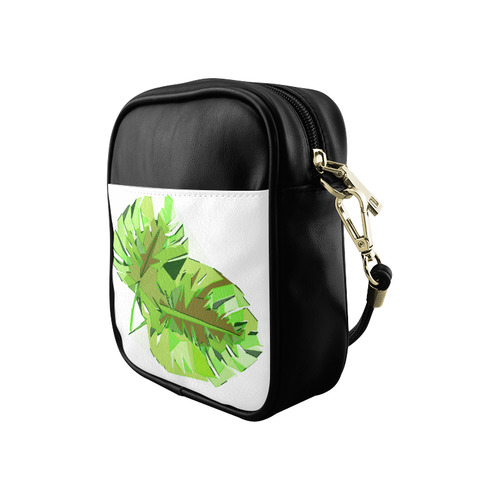 Tropical Geometric Monstera Leaves Sling Bag (Model 1627)