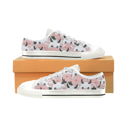 Herd of Cartoon Cows Low Top Canvas Shoes for Kid (Model 018)