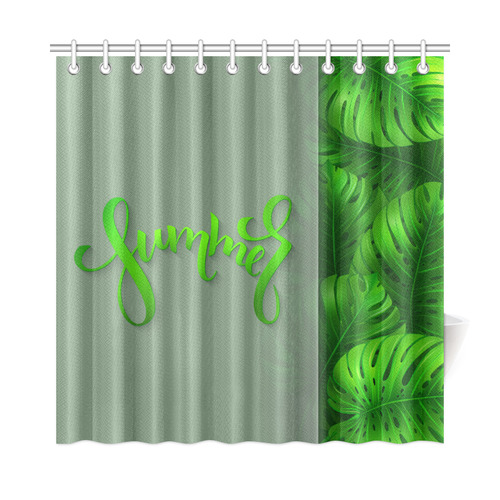 Summer Tropical Monstera Leaves Shower Curtain 72"x72"