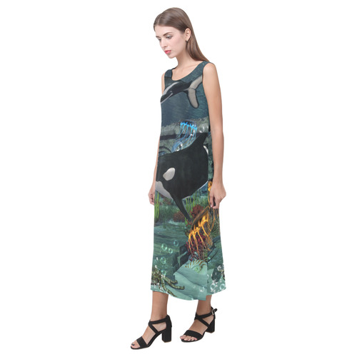 Amazing orcas Phaedra Sleeveless Open Fork Long Dress (Model D08)