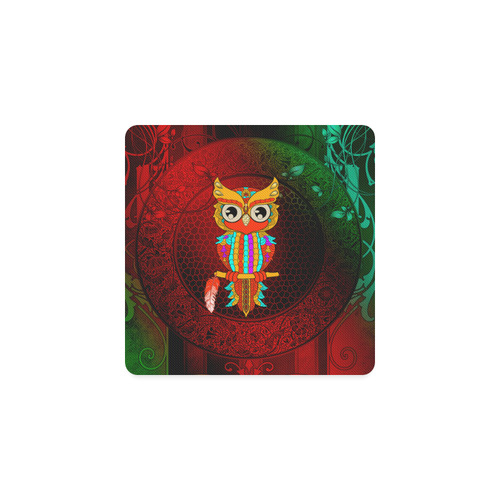 Cute owl, mandala design Square Coaster