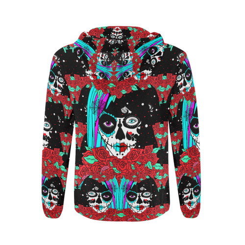 Identity crisis sugarskull- Day of the dead All Over Print Full Zip Hoodie for Men (Model H14)