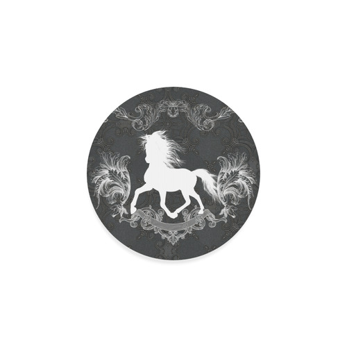 Horse, black and white Round Coaster