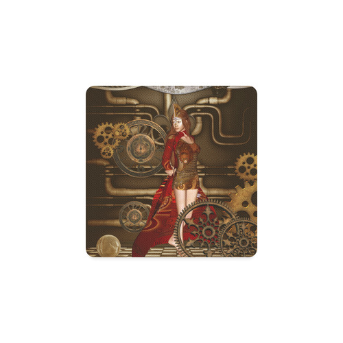 Steampunk, awesome steam lady Square Coaster