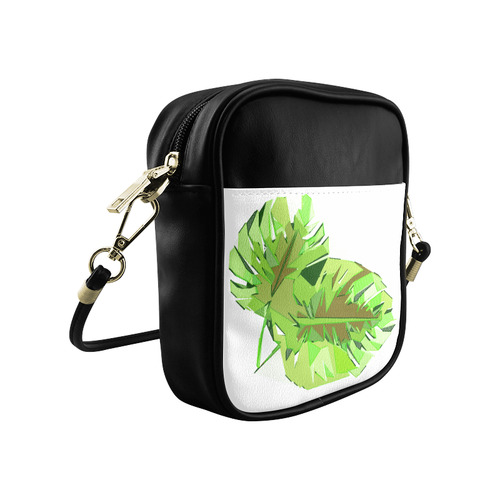 Tropical Geometric Monstera Leaves Sling Bag (Model 1627)