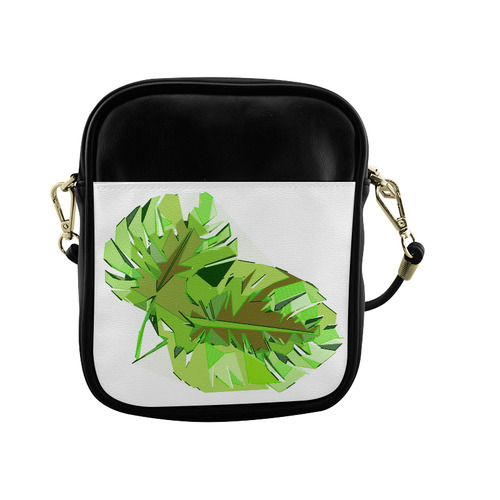 Tropical Geometric Monstera Leaves Sling Bag (Model 1627)