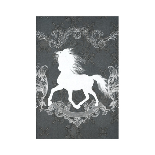 Horse, black and white Cotton Linen Wall Tapestry 60"x 90"