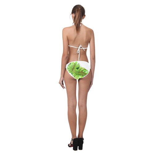 Tropical Geometric Monstera Leaves Custom Bikini Swimsuit (Model S01)