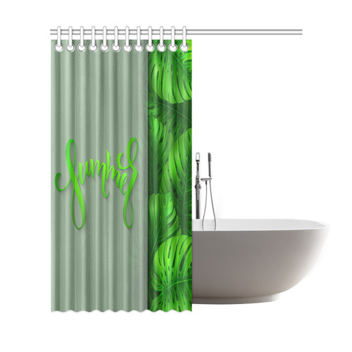 Summer Tropical Monstera Leaves Shower Curtain 69"x72"