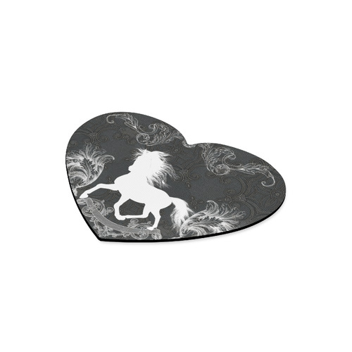Horse, black and white Heart-shaped Mousepad