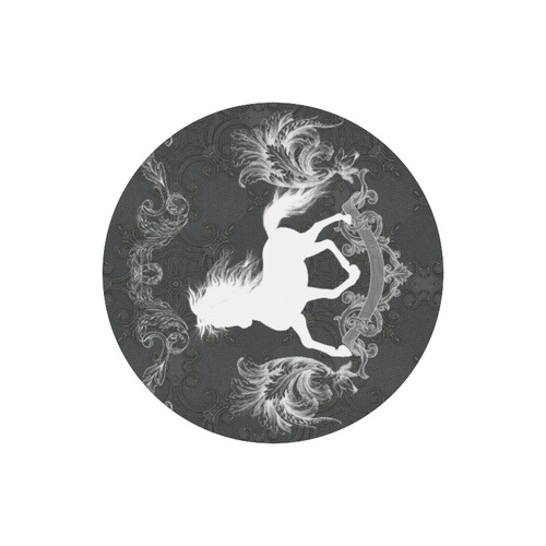 Horse, black and white Round Mousepad