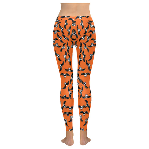 Halloween Skeleton Bats Women's Low Rise Leggings (Invisible Stitch) (Model L05)