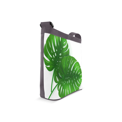 Glossy Green Monstera Leaves Crossbody Bags (Model 1613)