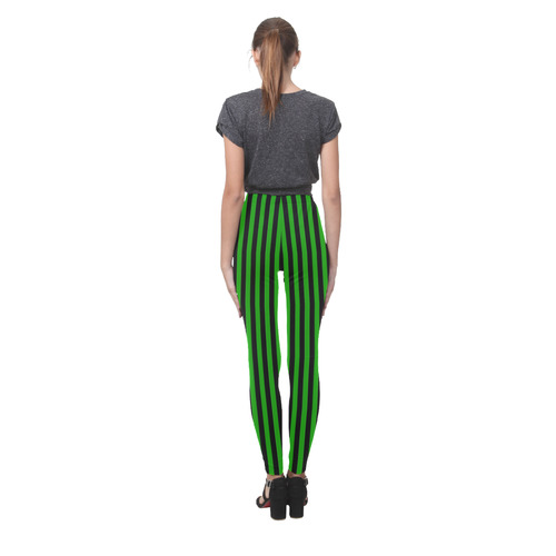Halloween Black and Green Stripes Cassandra Women's Leggings (Model L01)