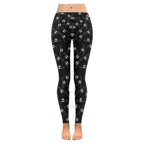 Halloween Skeleton Bats Women's Low Rise Leggings (Invisible Stitch) (Model L05)