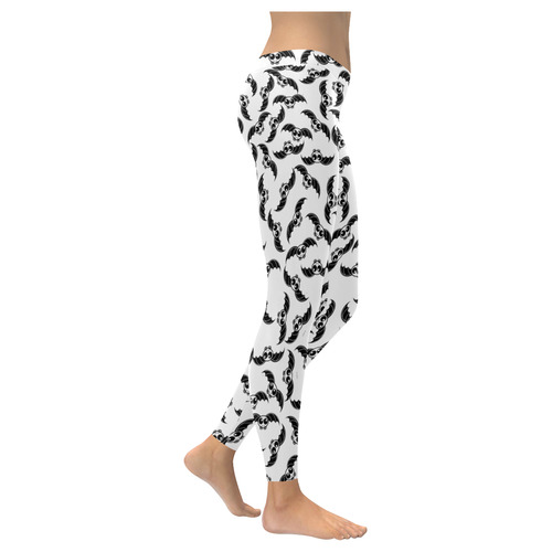 Halloween Skeleton Bats Women's Low Rise Leggings (Invisible Stitch) (Model L05)