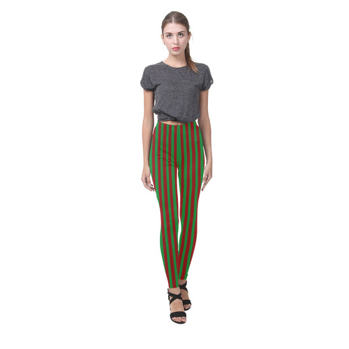 Halloween Stripes Green and Red Cassandra Women's Leggings (Model L01)