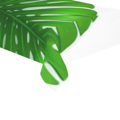 Glossy Green Monstera Leaves Cotton Linen Tablecloth 60"x120"