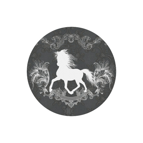 Horse, black and white Round Mousepad