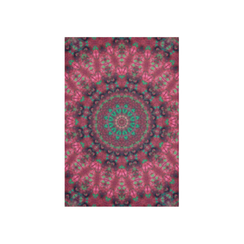 Green pink mandalaidoscope , mandala , pink and green , ornament , round Cotton Linen Wall Tapestry 40"x 60"