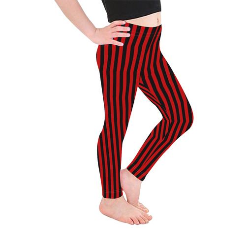 Halloween Black and Red Stripes Kid's Ankle Length Leggings (Model L06)