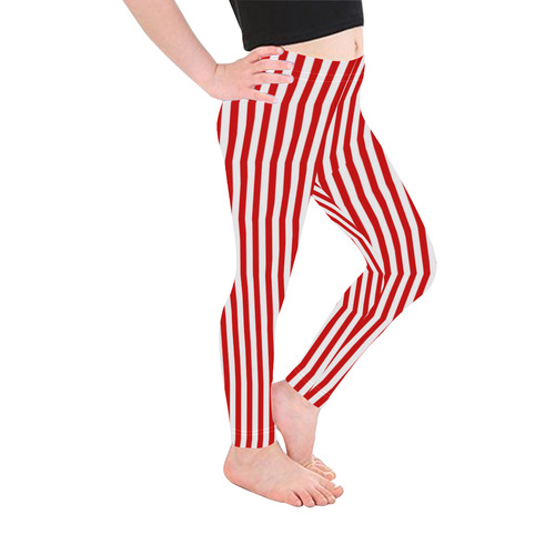 Halloween White and Red Stripes Kid's Ankle Length Leggings (Model L06)