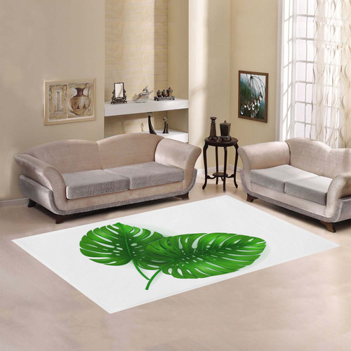 Glossy Green Monstera Leaves Area Rug7'x5'