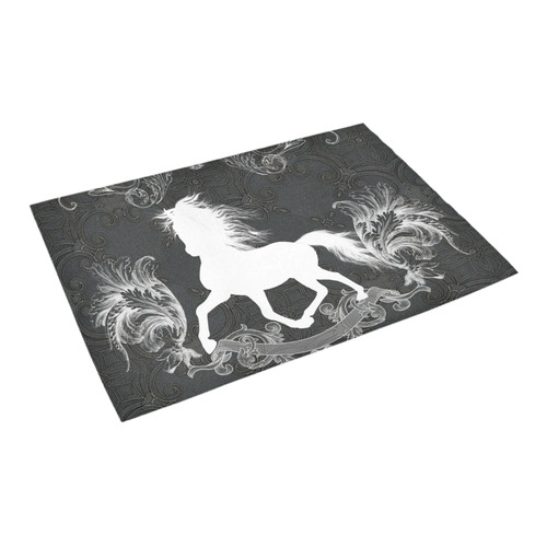 Horse, black and white Azalea Doormat 24" x 16" (Sponge Material)