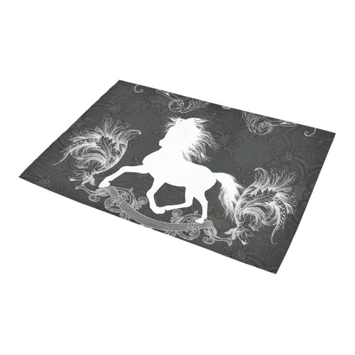 Horse, black and white Azalea Doormat 24" x 16" (Sponge Material)